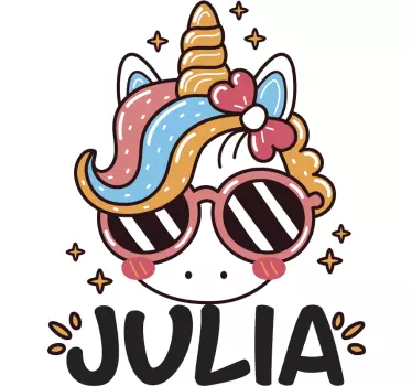 Vinilo pared infantil personalización de unicornio - TenVinilo
