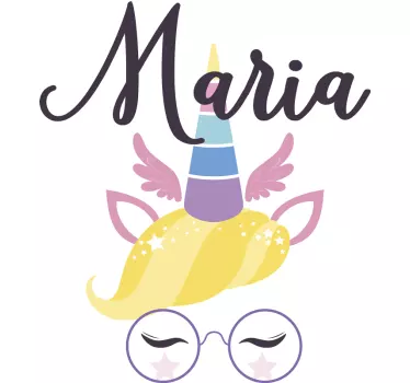 Vinilo pared infantil encanto personalizado unicornio - TenVinilo