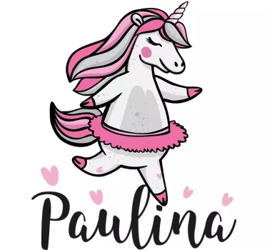 Vinilo pared infantil diseño ballet unicornio - TenVinilo