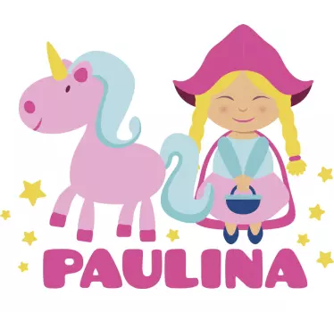 Vinilo pared infantil compañero unicornio tierno - TenVinilo