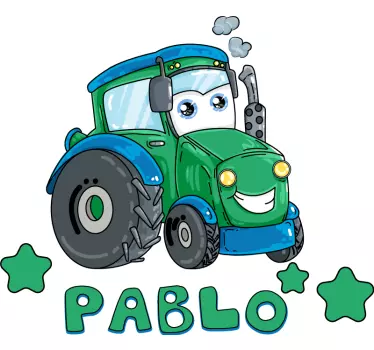 Vinilo decorativo personalizable Tractor de dibujos animados con  - TenVinilo