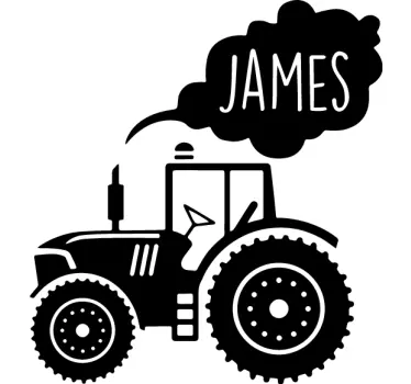 Vinilo juguete Tractor silueta con nombre personalizado propio - TenVinilo