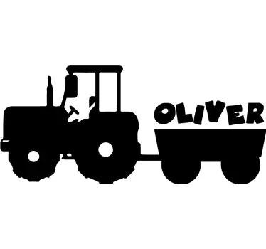 Vinilo pared infantil tractor nombre personalizado - TenVinilo