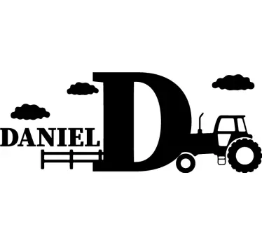 Vinilo pared infantil letra de tractor personalizada - TenVinilo