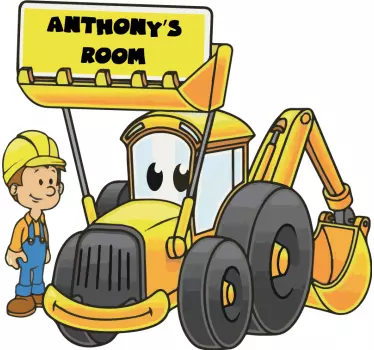 Vinilo pared infantil motivo vehículos de construcción - TenVinilo