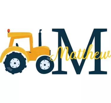 Vinilo pared infantil tractor inicial m - TenVinilo