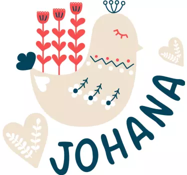 Vinilo pared infantil pájaro juguetón personalizado - TenVinilo