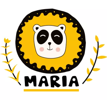 Vinilo pared infantil arte de panda personalizable - TenVinilo