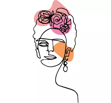 Vinilo de flores con silueta de Frida - TenVinilo