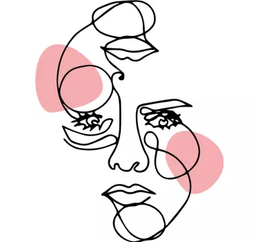 Vinilo para pared Rostro de mujer líneas mínimas - TenVinilo