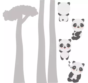 Vinilo pared infantil gráficos de panda lindo - TenVinilo