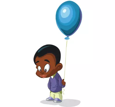Vinilo infantil niño sosteniendo un globo - TenVinilo