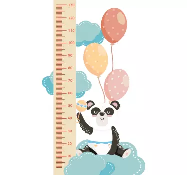 Vinilo medidor Tabla de panda bebé con globos de aire - TenVinilo
