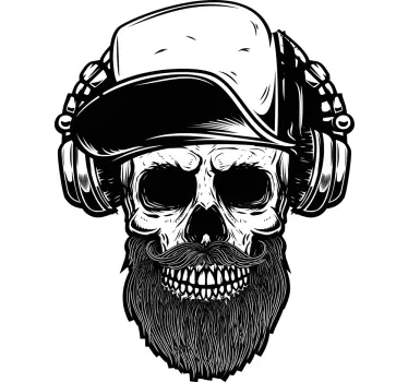 Vinilo infantil calavera con auriculares - TenVinilo
