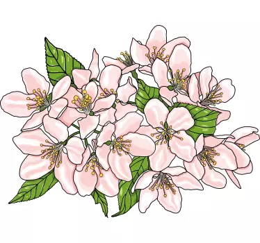 Vinilo flores arreglo floral en tono rosa - TenVinilo