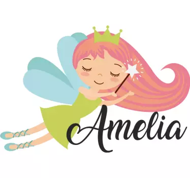 Vinilo pared infantil princesa hada voladora - TenVinilo