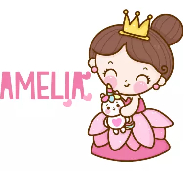 Vinilo pared infantil personaje de princesa linda - TenVinilo