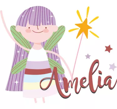 Vinilo pared infantil ilustración de personaje hada - TenVinilo