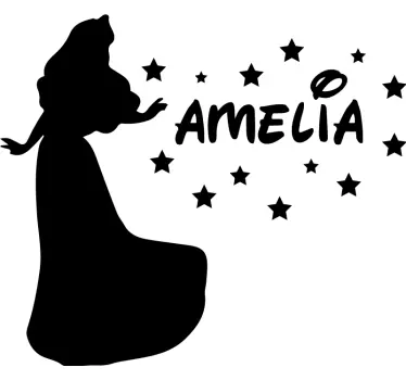 Vinilo decorativo personalizable Pequeña princesa con estrellas - TenVinilo