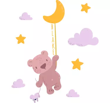 Vinilo pared infantil globo de oso adorable - TenVinilo