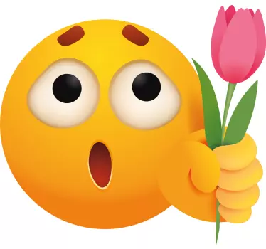 Vinilo circo emoji sorprendido con flor - TenVinilo