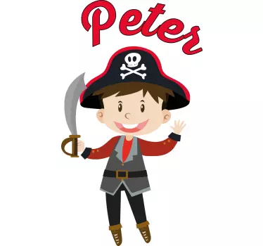 Vinilo pared infantil ilustración de personaje pirata - TenVinilo