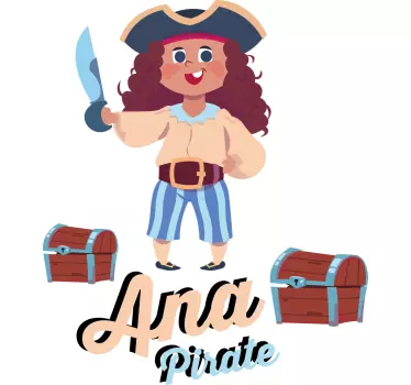 Vinilo pared infantil personaje pirata alegre - TenVinilo