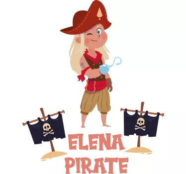 Vinilo pared infantil tema de personajes piratas - TenVinilo