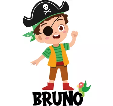 Mural habitación infantil Bonito niño pirata de dibujos animados - TenVinilo