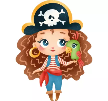 Vinilo pared infantil personaje niña pirata - TenVinilo