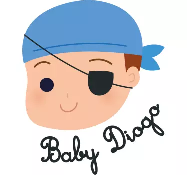 Vinilo infantil bebé pirata con nombre - TenVinilo