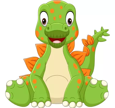 Vinilo pared infantil dinosaurio caricaturesco alegre - TenVinilo