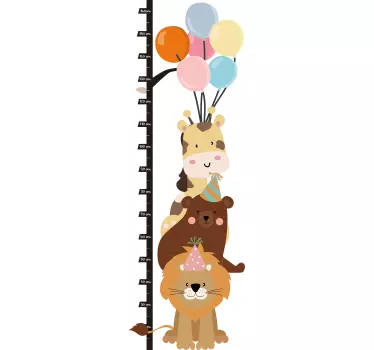 Vinilo medidor infantil gráfico de crecimiento animal - TenVinilo
