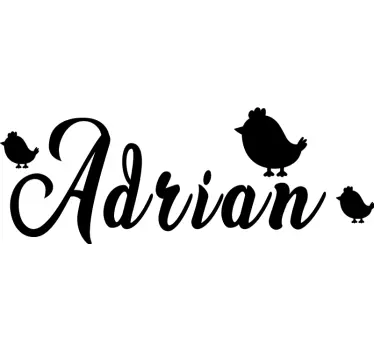 Vinilo pared infantil nombre personalizado con pájaros - TenVinilo