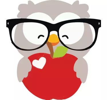 Vinilo pared infantil búho con gafas - TenVinilo