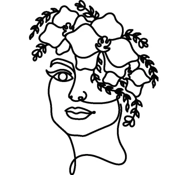 Vinilo de flor Silueta minimalista linda mujer floral - TenVinilo