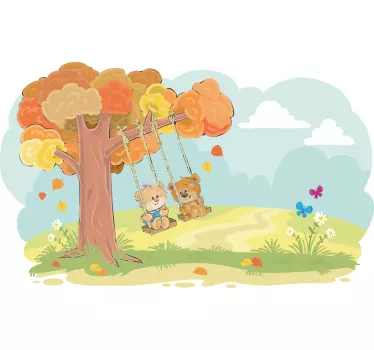 Vinilo pared infantil ositos de peluche adorables - TenVinilo