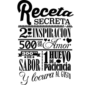 Vinilo decorativo cocina receta secreta - TenVinilo