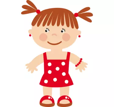 Vinilo infantil bebé coletas vestido rojo - TenVinilo