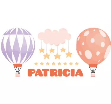 Vinilo pared infantil globos de aire coloridos con nombre - TenVinilo
