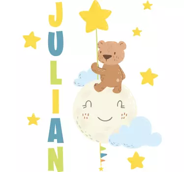 Vinilo pared infantil globo de oso personalizado - TenVinilo