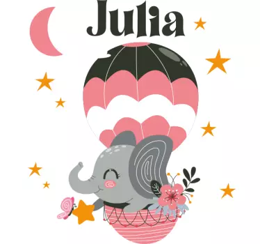 Vinilo pared infantil globo de elefante tierno - TenVinilo