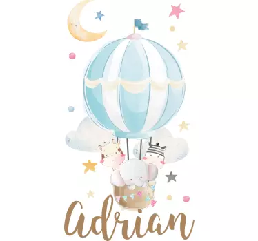 Vinilo decorativo ilustración Tres animales en globos con estrell - TenVinilo