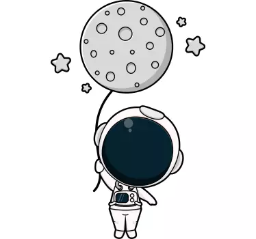 Vinilo pared infantil astronauta con globo - TenVinilo