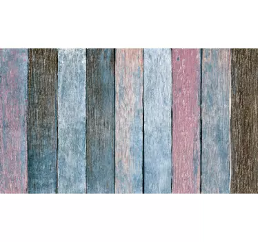 Vinilo estampado para pared Tablones de madera de colores rústico - TenVinilo