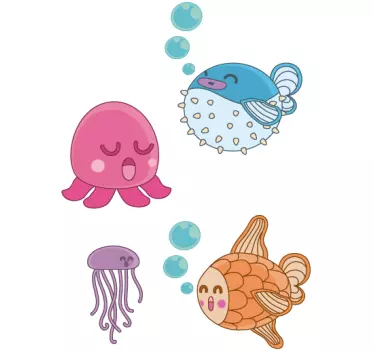 Sticker infantil ilustración peces - TenVinilo