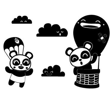 Vinilo infantil cielo pandas - TenVinilo