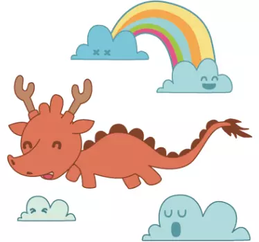 Vinilo para niños dragón arco iris - TenVinilo