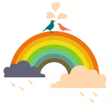 Vinilo infantil pajarracos en arco iris - TenVinilo