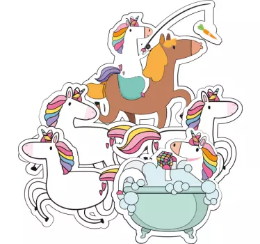 Vinilo pared infantil colección de unicornios coloridos - TenVinilo